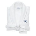 thumbnail image 1 of Authentic Hotel and Spa  White Unisex Turkish Cotton Waffle Weave Terry Bath Robe with Navy Script Monogram K S/M, 1 of 5