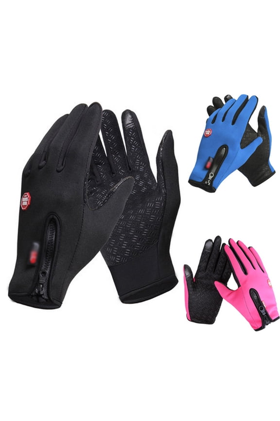 Touch Screen Compatible Gloves Full Finger Fleece Black 1 Pair