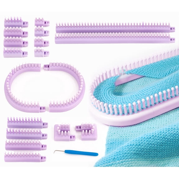 Authentic Knitting Board Adjustable Multi-Knit Loom, Modular Loom, 18 Loom Parts