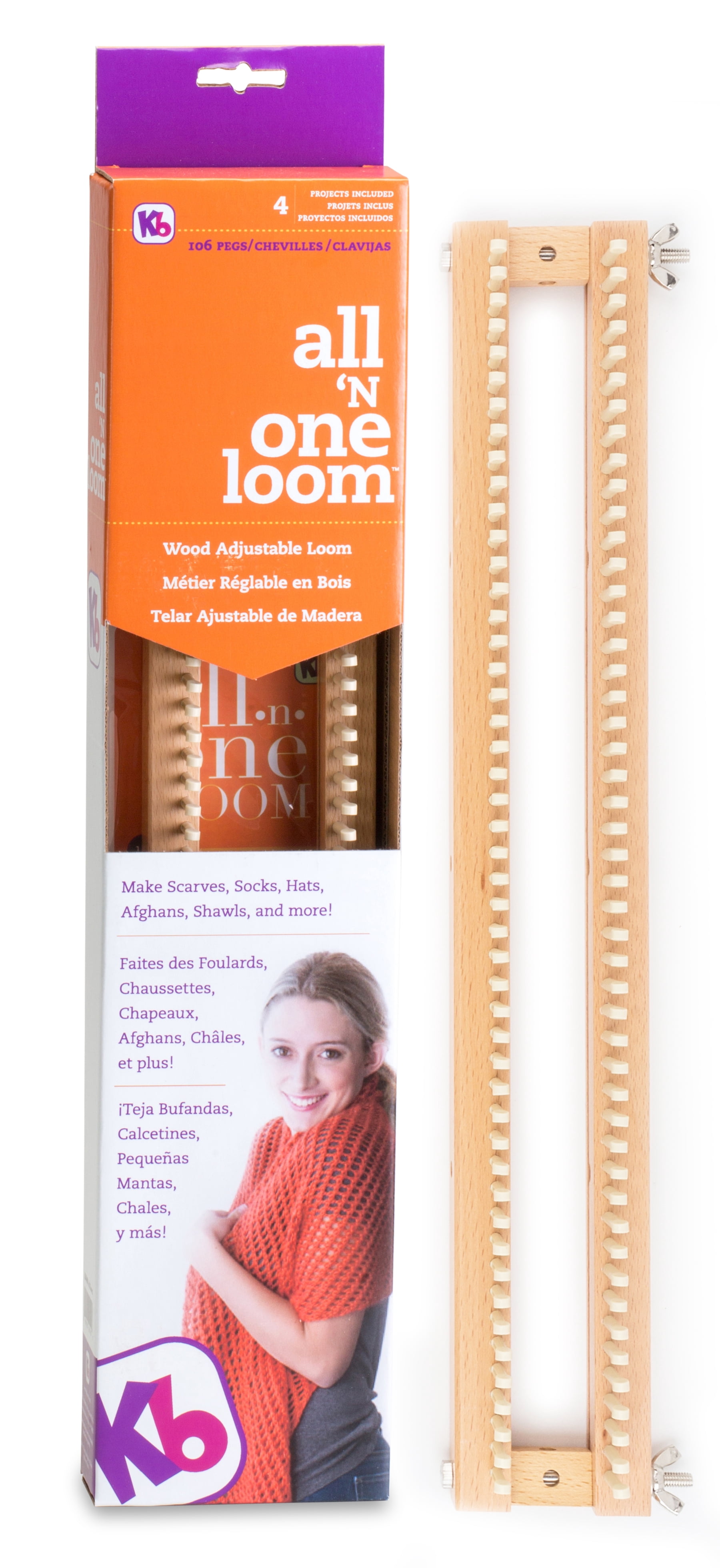 Authentic Knitting Board All-n-One Knitting Loom, 104 pegs, Wood Adjustable Knitting Loom