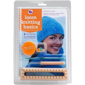 Authentic Knitting Board Loom Knitting Basics Kit With 32 Peg Wood Knitting Loom, How-to Guide Book, Loom Knitting Tools