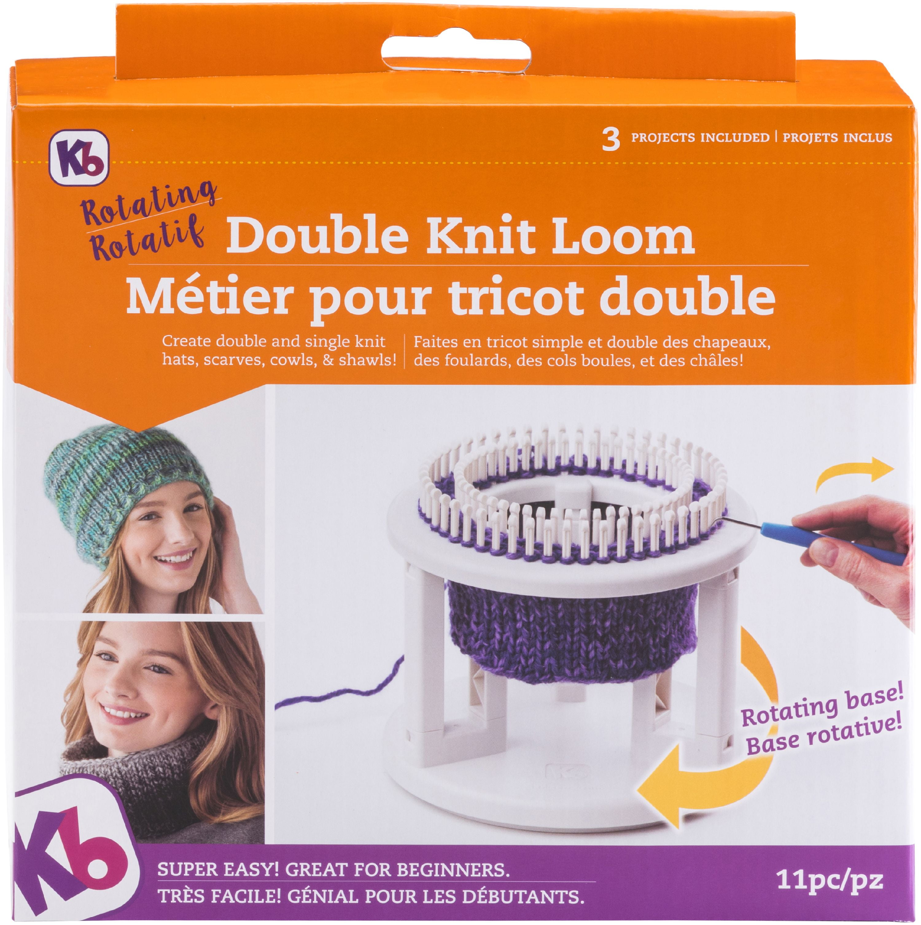 Authentic Knitting Board Rotating Double Knit Loom With Rotating Base, Double & Single Knitting