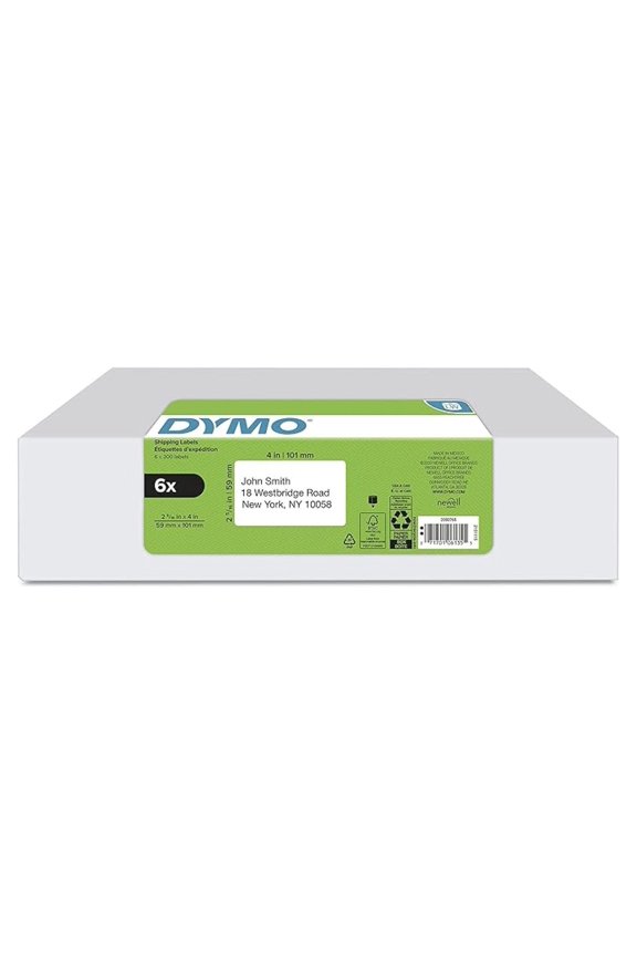 Authentic LW Large Shipping Labels Labels for LabelWriter Label Printers 2-5/16" x 4 Print Up to 6-Line Addresses 6 rolls of 300 (1800 Total)