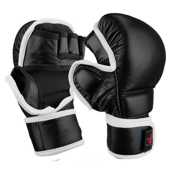 Authentic Leather MMA Sparring Gloves, Training Strike Punch Mitts MMA Fight Box Martial Arts Gloves