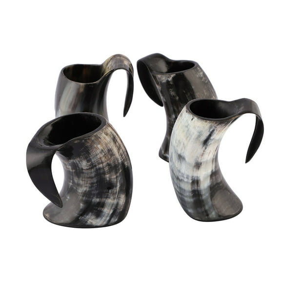 Authentic Medieval Viking Drinking Horn Mug Cup | Game of thrones Tankard For Beer, Mead, Wine, Ale, Cold and Hot Liquids Tea, Coffee 6 Inch | Pack of 4