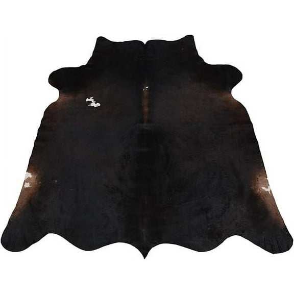 Authentic Medium Brown White Cowhide Rug, Natural Hair-on Leather Animal Hide, Durable Home Décor Piece, Perfect for Rustic or Modern Spaces