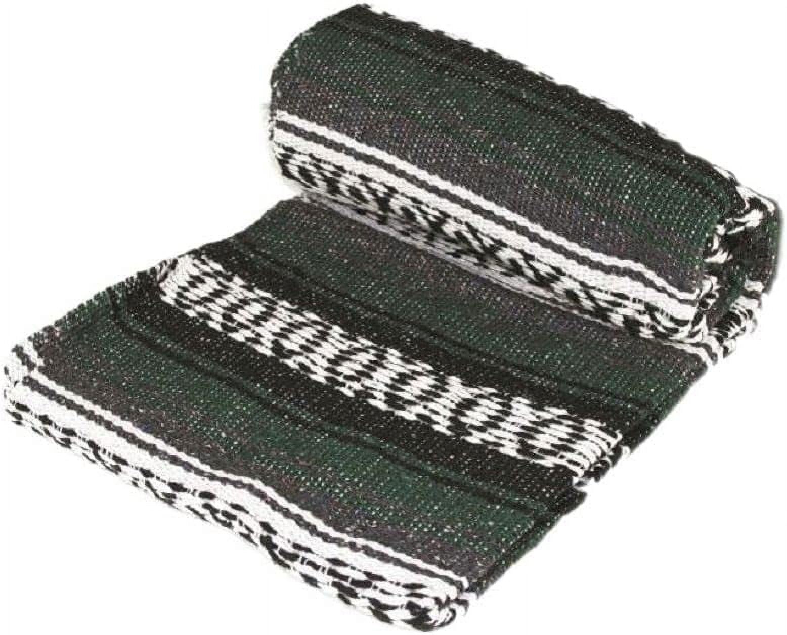 Authentic Mexican Falsa Blanket (Afghan Green)