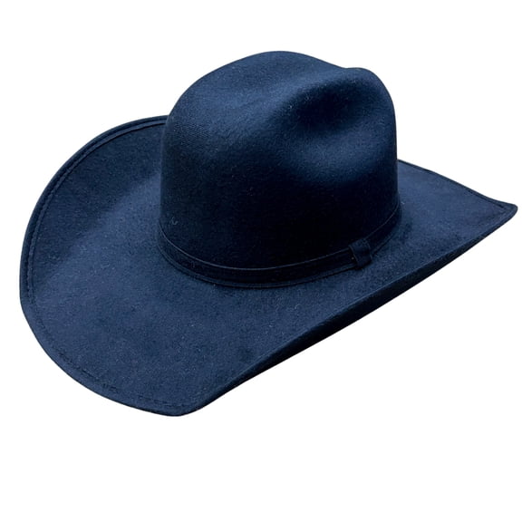 Authentic Mexican Vaquero Black Felt Suede Cowboy Hat (Large)