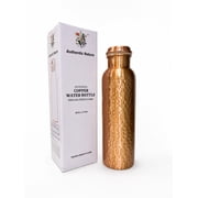 Authentic Nature Ayurvedic Copper Water Bottle, Pure Copper, 1 Litre/34 Oz, Hammered Design, Handcrafted in India