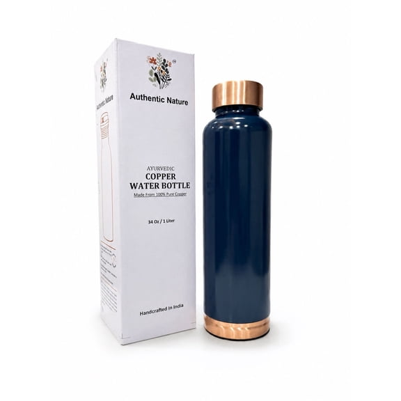 Authentic Nature Copper Water Bottle 900ml | With Anti Oxidant Properities | Provides Health Benefits | Pure Tamba | Blue