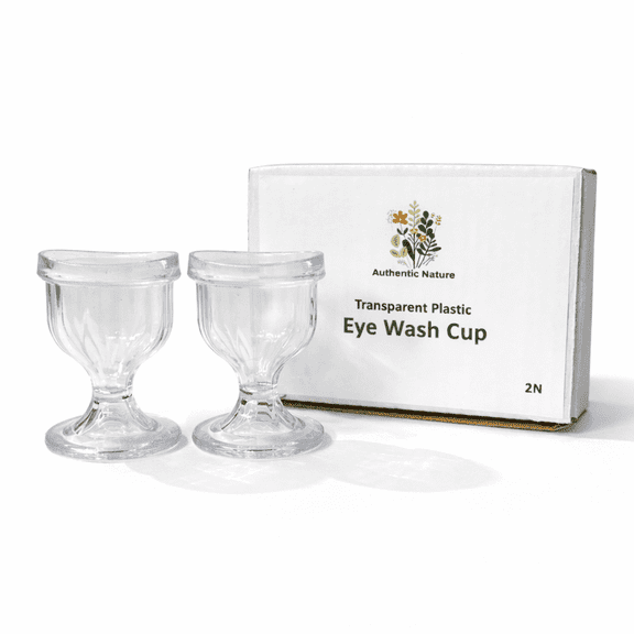 Authentic Nature Transparent Plastic Eye Wash Cup Set Of 2 Reusable Eye Rinse Cups for Eyewash, Eye Care