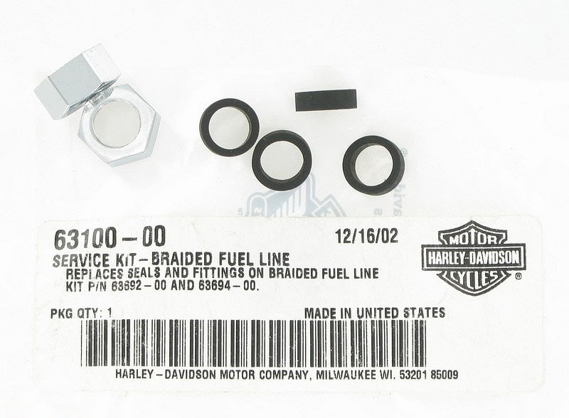 New OEM Genuine HarleyDavidson Service Kit Braided Fuel Line Seals And Fittings, 6310000
