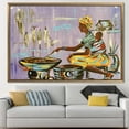thumbnail image 1 of Authentic Nigerian Art Canvas, African Canvas, African Woman Artwork, African Mother Cooking, Black Woman Poster, Ethnic Printed, Canvas Wall Decor - 3P-Black Framed, 1 of 9