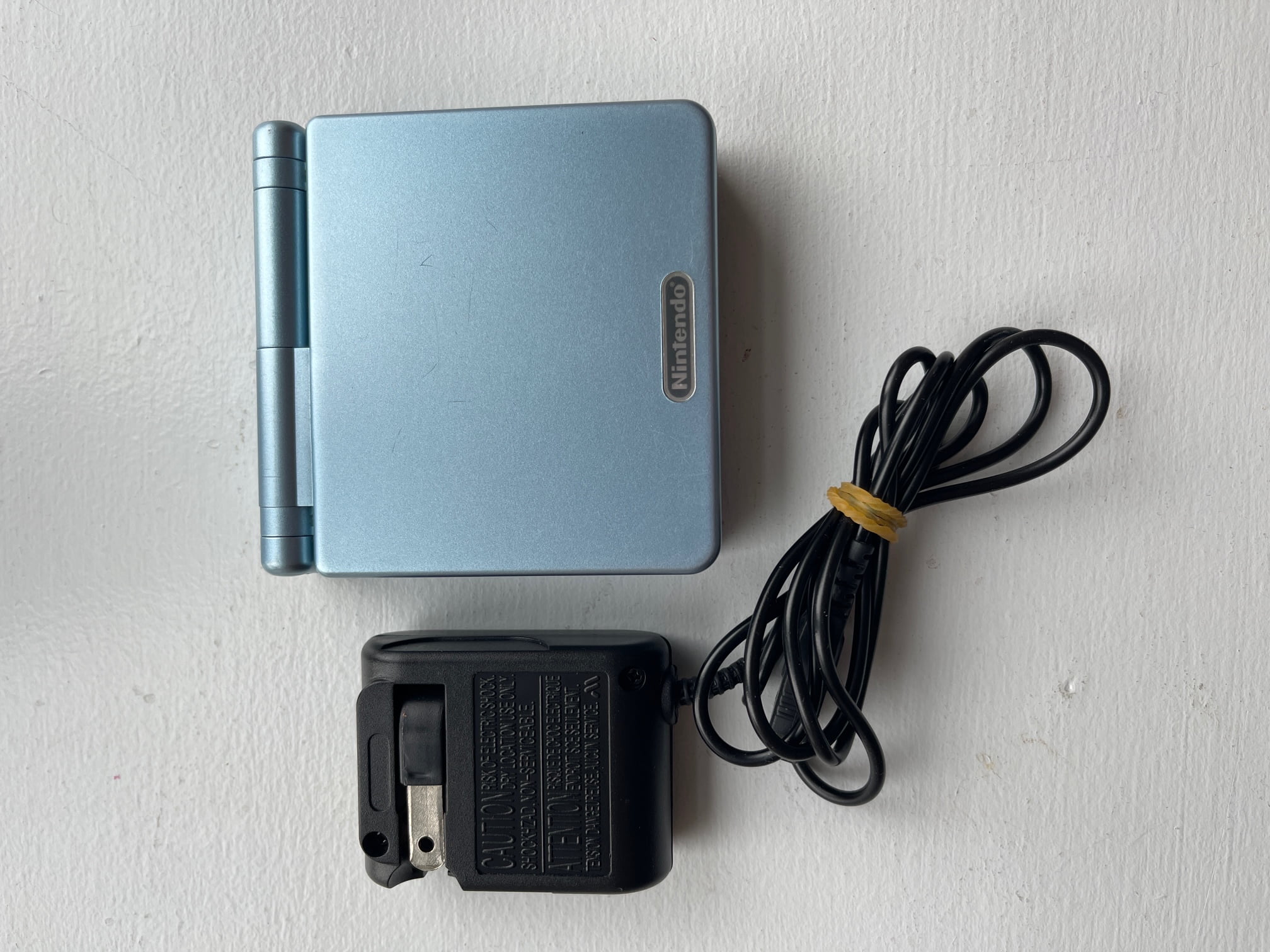 Nintendo GameBoy Advance SP GBA Game Boy SP Pearl Blue Handheld Console  With Charger and Box Works Great, Tested RARE 