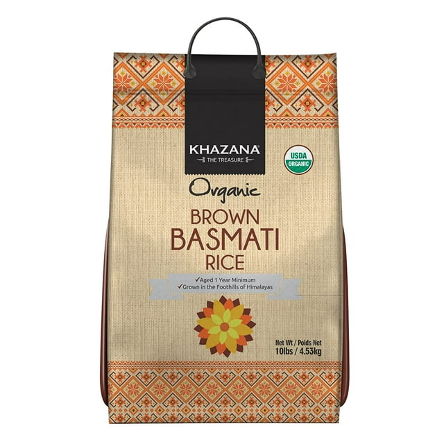 Authentic Organic Brown Basmati Rice 10lb NonGMO, GlutenFree, Kosher, Cholesterol Free