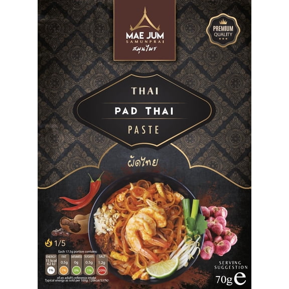 Authentic Pad Thai Paste by Mae Jum | 1 pack x 70g | Stir Fry Pad Thai | Up to 6 Servings per Pack | 100% Natural | Vegan Paste | Gluten Free