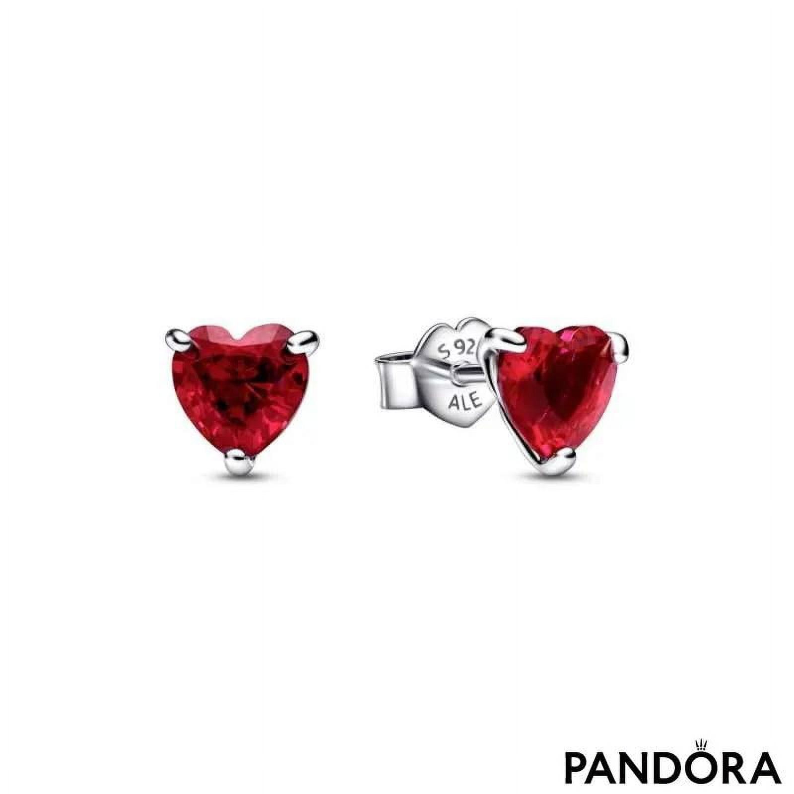 Authentic Pandora 292549C01 Red Heart Stud Earrings with Red Crystal w Gift Box Walmart