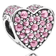 Authentic Pink Dazzling Heart Charm, Pink CZ 792069PCZ