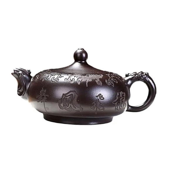 Authentic Raw Ore Black Mud Pot Antique Zisha Beauty Tea Infuser Customized Teaware Handpainted Yixing Purple Clay Tea Pot 200ml