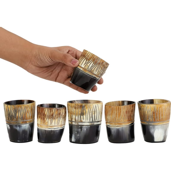 Authentic Real Game of Thrones Handmade Ox-Horn Handcrafted 3 Inch Viking Drinking Horn Cup for Beer Mead Wine Ale Medieval Inspired Vessel With Food Safe Polished Finish (6)