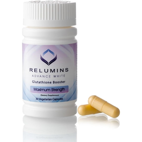 Relumins Advanced Glutathione Booster, Maximum Strength Antioxidant Supplement with Vitamins E, B2 & Selenium, Holidays Supports Balanced Wellness & Radiant Skin, 30 Vegetarian Capsules