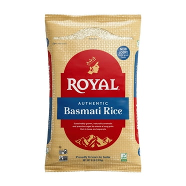 Authentic Royal Naturally Aged Indian White Basmati Rice, Long-Grain, Gluten-free - 5 lbs