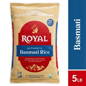 Authentic Royal Naturally Aged Indian White Basmati Rice, Long-Grain, Gluten-free - 5 lbs