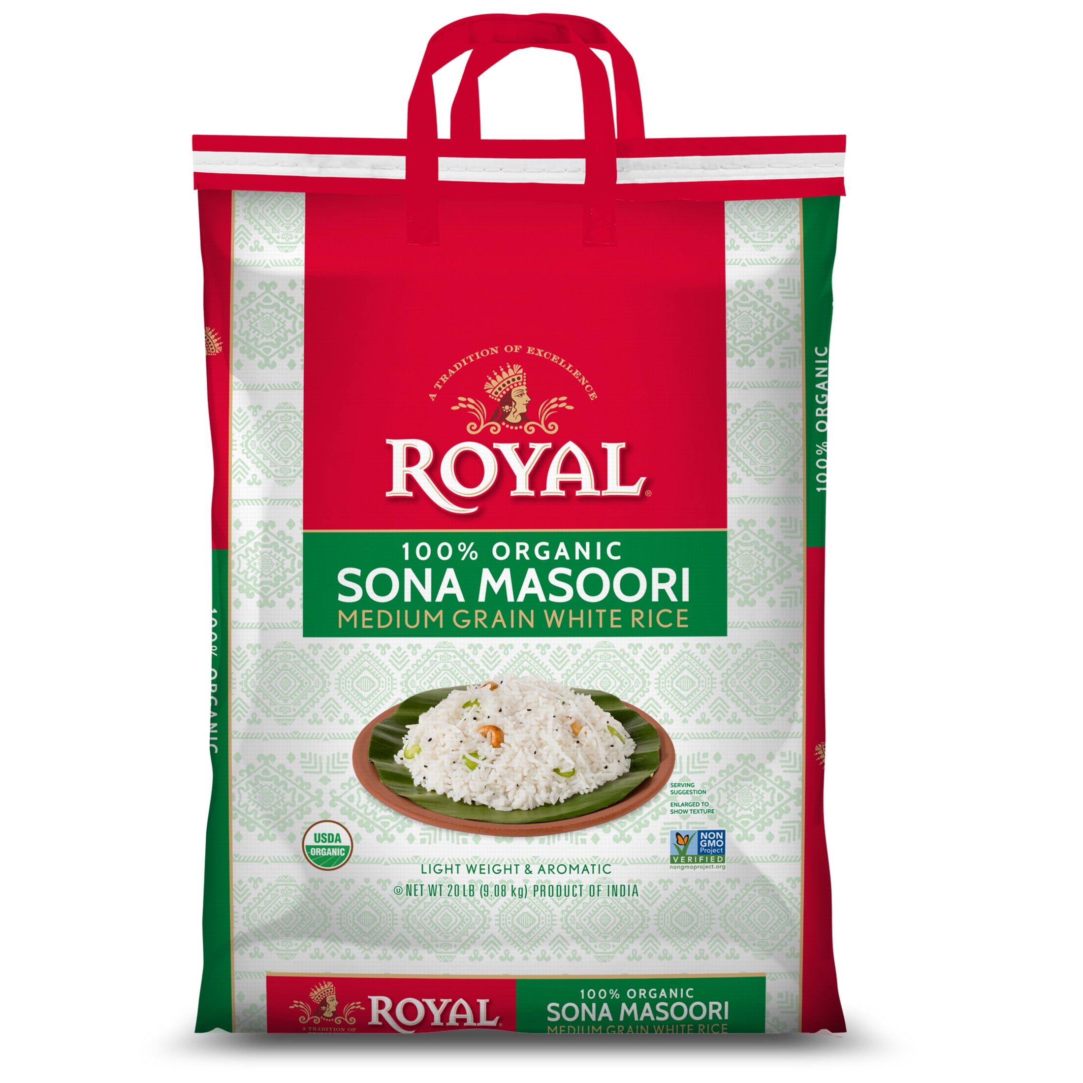 Authentic Royal Organic Sona Masoori Medium-Grain White Rice, Gluten ...