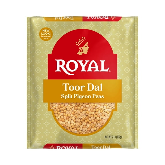 Authentic Royal Toor Dal or Split Pigeon Peas, 2lbs (32oz) - Protein & Fiber Rich Split Yellow Peas
