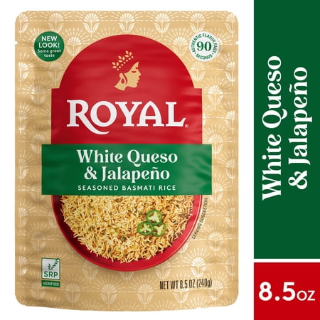 Royal White Queso & Jalapeno Basmati Rice - Ready to Heat Basmati Rice - 8.5 oz Microwaveable Pouch