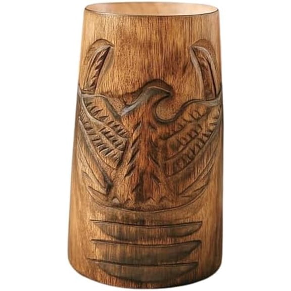 Authentic Rustic Wooden Beer Tankard Mug Hand Carved Large Brown Cup with Eagle Design Food Safe Handmade Barware for Ale, Mead, Coffee & Gifts$$Home Decor, Kitchen, & Other