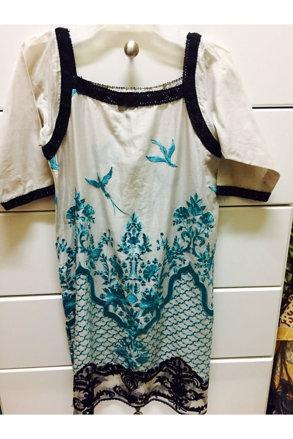 Authentic Saira Rizwan Designer Lawn Cotton Net Indian Pakistani Shirt Kameez M New