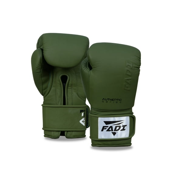 Authentic Series A1 Pro Boxing Gloves by Fadi Sports - Genuine Matte Cowhide Leather - Green 16 oz