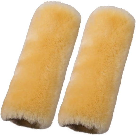 Authentic Sheepskin Car Seat Belt Pad,2 Pack Soft Seat Belt Cover for Shoulder Pad Neck Cushion Protector Car Accessories by Genuine Natural Merino Wool (Black)