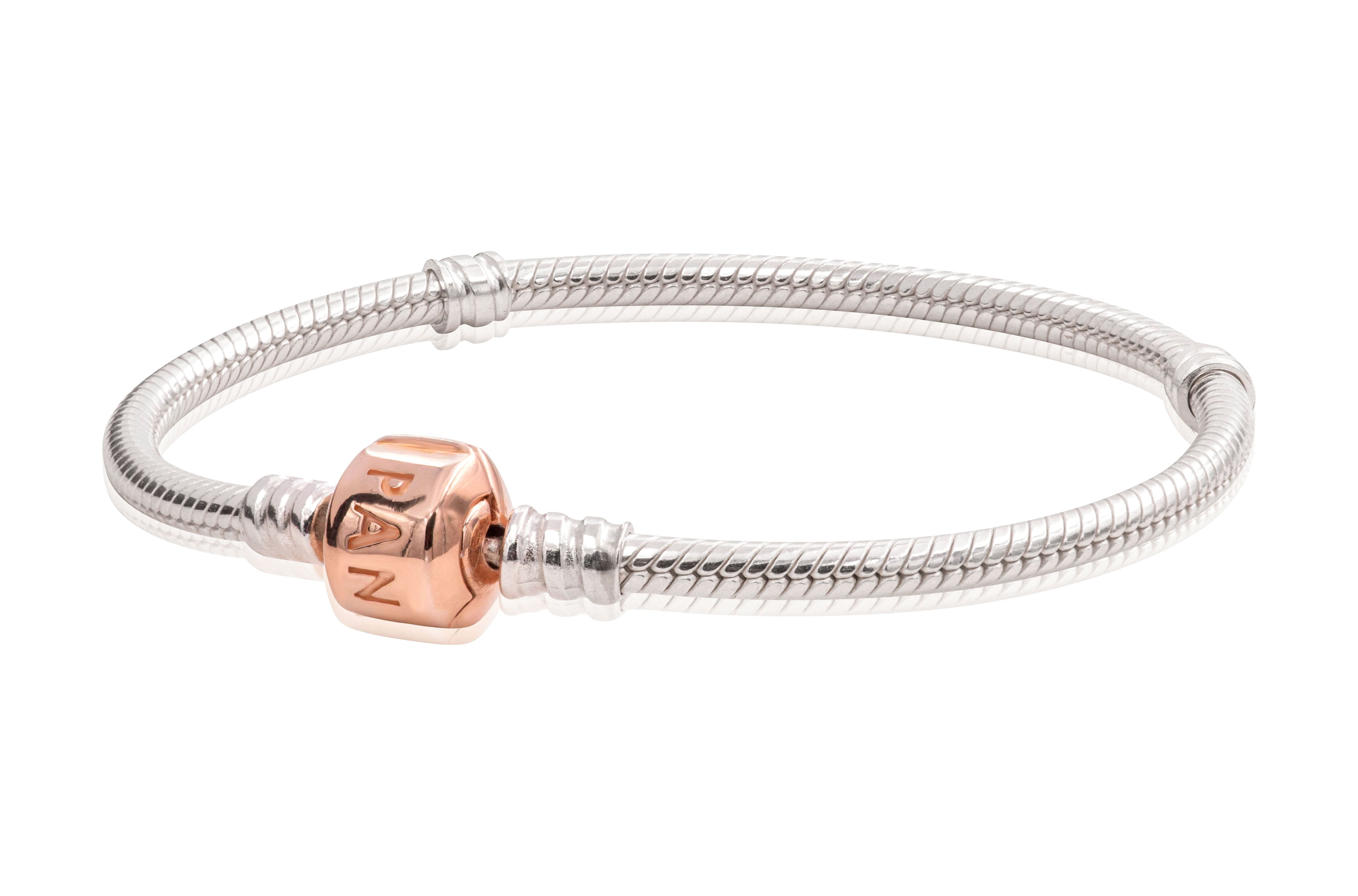 Authentic Silver Bracelet with Rose Clasp 580702-17 cm 6.7