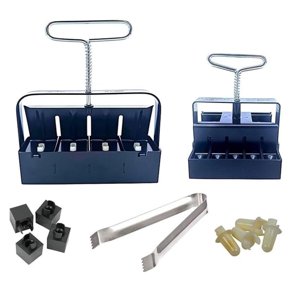 Authentic Soil Block Maker 5-Pc. Nesting System Includes Mini 4, Micro 20, Cubic Inserts, 1" Seed Dibbles, and Grow Tweezers, Made in England