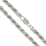 Authentic Solid Sterling Silver 4.5MM Rope Diamond-Cut Braided Twist Link .925 Rhodium Necklace Chains, 20" - 30", Silver Chain for Men & Women, Made In Italy, Next Level Jewelry