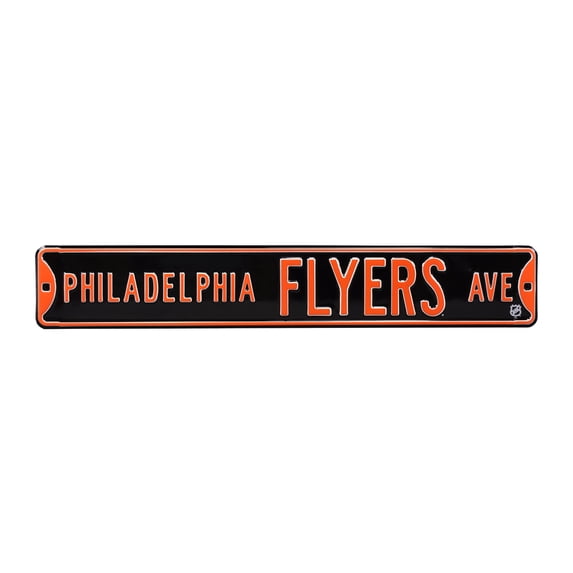 Black Philadelphia Flyers 6" x 36" Steel Street Sign