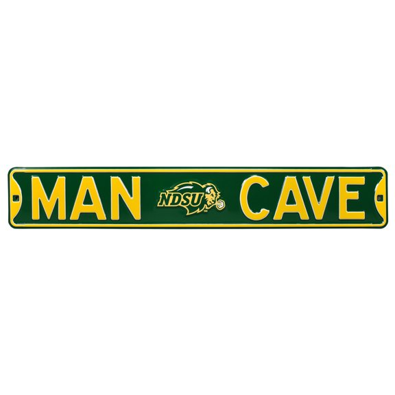 Green NDSU Bison 6" x 36" Man Cave Steel Street Sign
