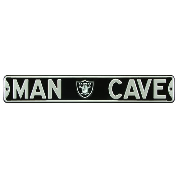 Black Las Vegas Raiders 6" x 36" Man Cave Steel Street Sign