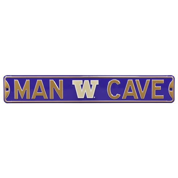 Purple Washington Huskies 6" x 36" Man Cave Steel Street Sign