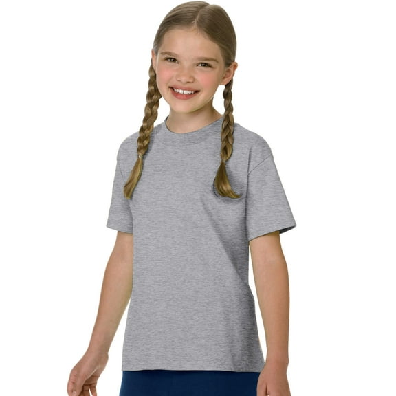 Authentic TAGLESS Kid`s Cotton T-Shirt, 5450, XS, Oxford Gray