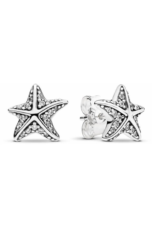 Authentic Tropical Starfish Stud Earrings, Clear CZ 290748CZ