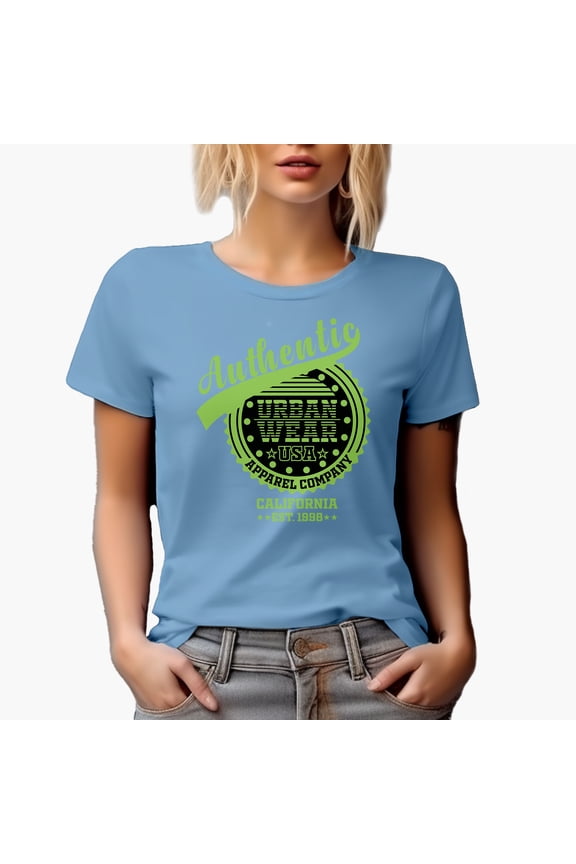 Authentic Urban Wear USA Apparel Company California Est 1998, Baby Blue T-Shirt, XL