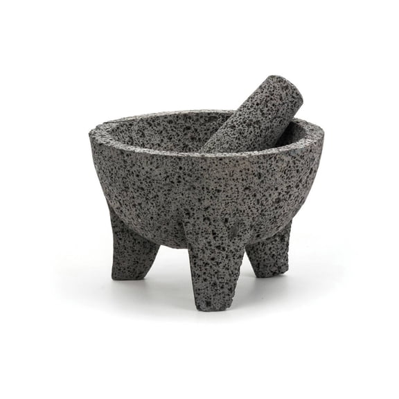 Authentic Volcanic Stone Molcajete - 8x8x5 Inches Traditional Mexican Mortar