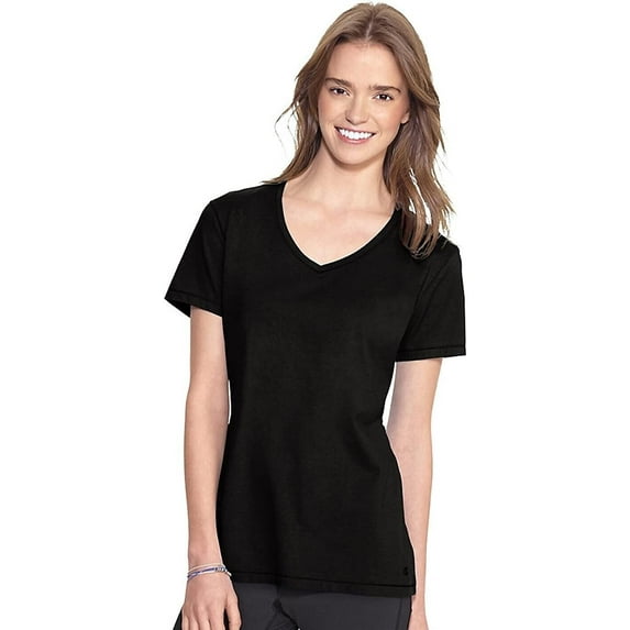 Authentic Women's Jersey V-Neck Tee, Black - S