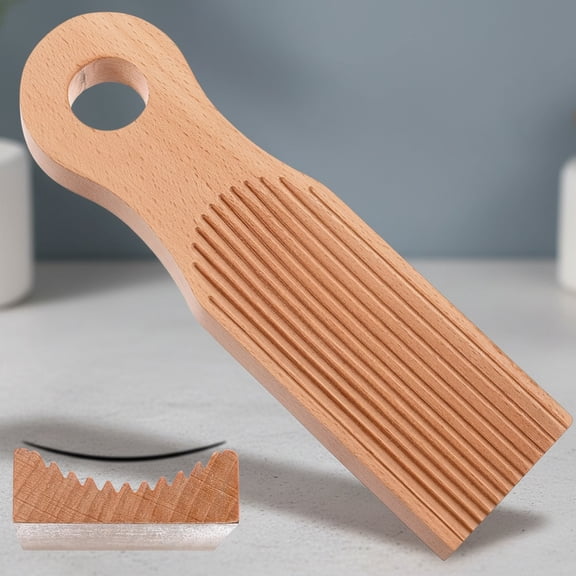 Authentic Wooden Gnocchi Board, Birch Pasta Making Tool for Homemade Italian Cavatelli & Gnocchi, Curved Garganelli Board with Spiral Ridges, Professional Pasta Shaper for Kitchen DIY