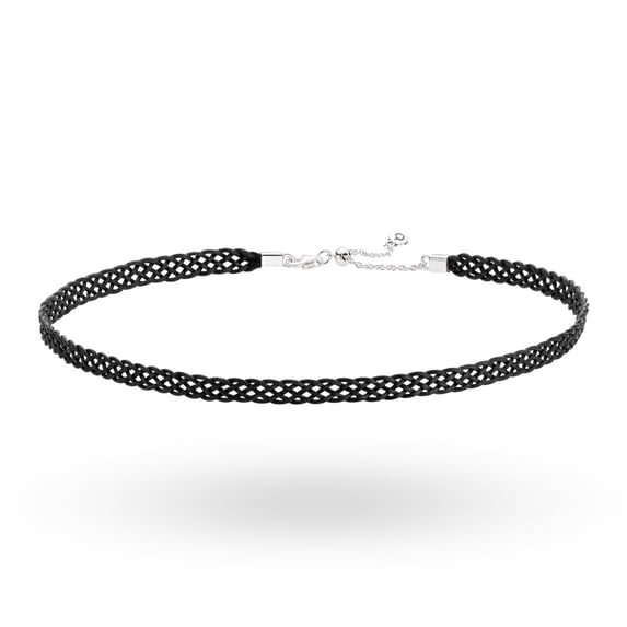 Authentic Woven Fabric Choker, Black 590543CBK-32, 12.6 In (Adjustable)