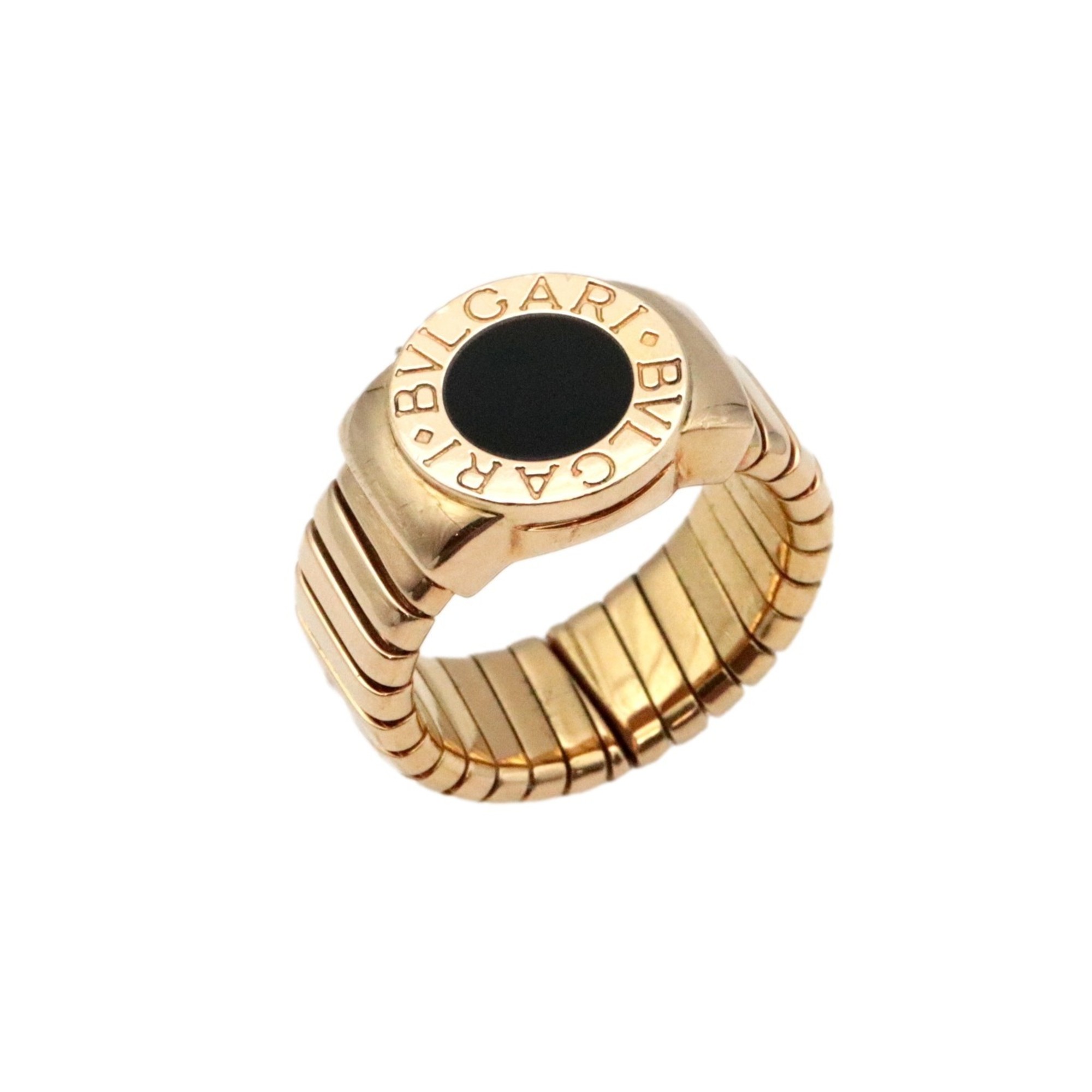 Bulgari Tubogas Onyx Gold Ring For Sale at 1stDibs