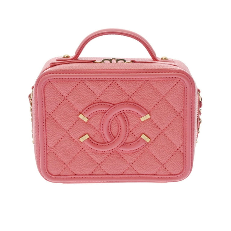 CHANEL Caviar Quilted Small CC Filigree Vanity Case Yellow, FASHIONPHILE